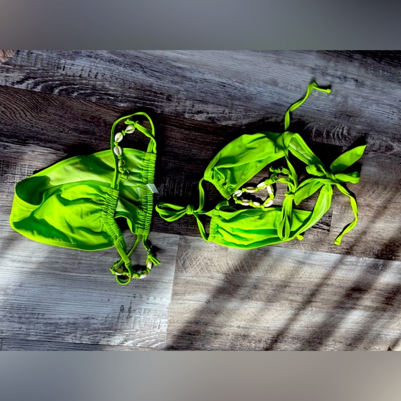 Green Shell-Embellished Bikini - Picture 5 of 7